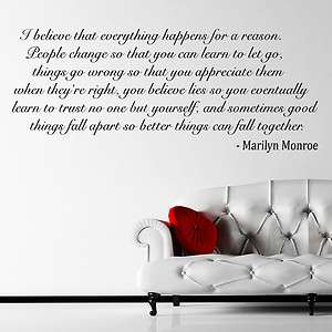 Marilyn Monroe Quote I Believe Wall Sticker Huge Decal Transfer Vinyl 
