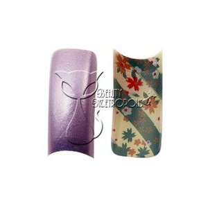 Pearl Purple Airbrushed Nail Tips w/ Underside Floral Print (70 pcs.)