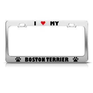  Boston Terrier Paw Love Heart Dog license plate frame 
