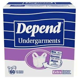  Depend Undergarments, Extra Absorbency, 60 Counts Health 