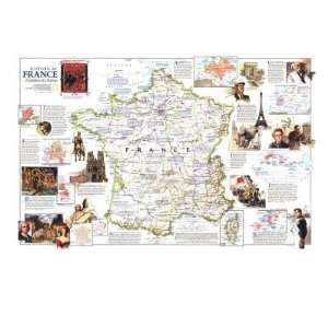  Historical France Map 1989 Giclee Poster Print, 30x40 