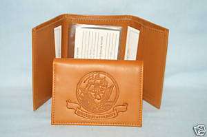 UNITED STATES NAVY Leather TriFold Wallet NEW tan  