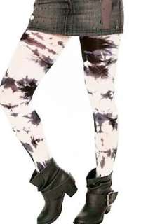 HOT TOPIC~ OPAQUE BLACK WHITE TIE DYE TIGHTS NEW  