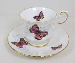 Vintage Tea Cup Rosina Peacock Butterfly Queens Fine Bone China 