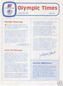 1984 UNITED AIRLINES OLYMPIC TIMES NEWSLETTER PUBLICATI  