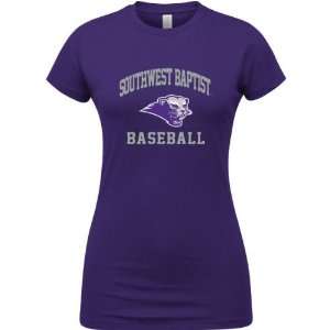 Southwest Baptist Bearcats Purple Womens Baseball Arch T Shirt 