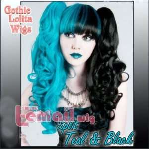  Split Natural Black and Blue Lolita New Long Party Curly 
