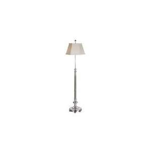   Club Floor Lamp in Polished Silver with Silk Shade by Visual Comfort