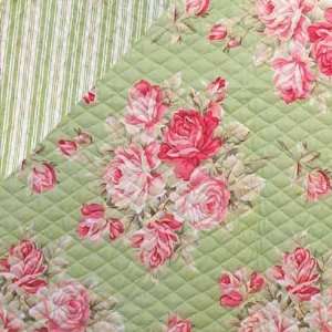   Sided Quilted Ava Rose Green Fabric By The Yard Arts, Crafts & Sewing