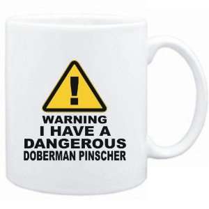  Mug White  WARNING  DANGEROUS Doberman Pinscher  Dogs 