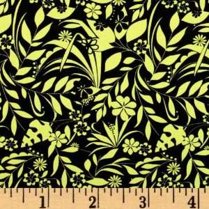  58 Wide Urban Green Botanical Canvas Black/Green Fabric 
