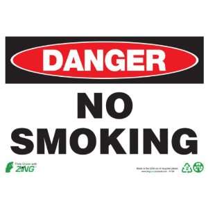 Zing Eco Safety Sign, Header DANGER, NO SMOKING, 14 Width x 10 