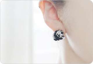 Cute Swarovski Crystal & Pearl Kung Fu Panda Bear Silver Stud Earrings 