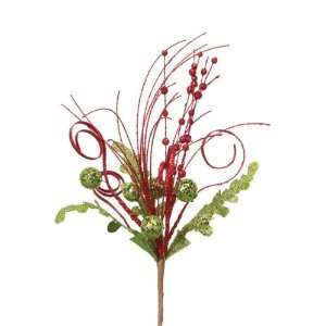  Club Pack of 12 Red/Green Glitter Acanthus Christmas Berry 