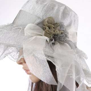 490 Fashion Large Brim Rope Cap Dream Flowers Inlaid Lace Visor Woman 