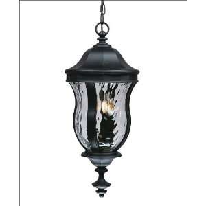   Hanging Lantern   Black Finish  Clear Watered Glass