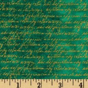  44 Wide Typographic Textures Green Fabric By The Yard 