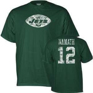  Joe Namath New York Jets Green Vintage Name & Number Tee 