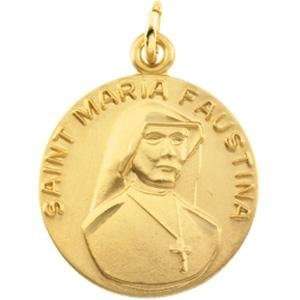   St Maria Faustina Medal with 18 Inch Chain in Sterling Silver Jewelry