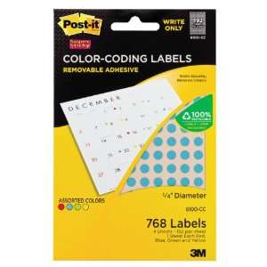  Post it Color Coding Labels, Write Only, Assorted Colors 