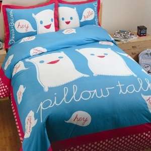   Goliath Pillow Talk Duvet Set in Blue and White   Twin