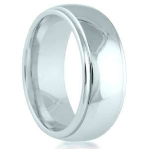 Cobalt 8mm Comfort Fit Round Edge Mens Wedding Band Featuring a High 