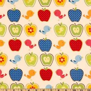   Kidz Apples & Birdies Butter Fabric By The Yard Arts, Crafts & Sewing