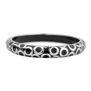 Inox Jewelry 316L Stainless Steel Black Resin Circle Patterned Bangle