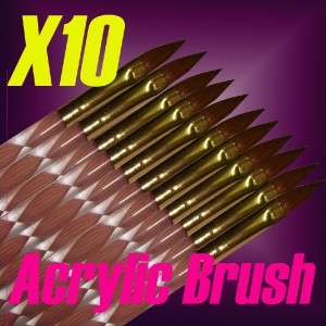 PINK Twirl & Twist Sable Acrylic Gel Nails Brush X 10  