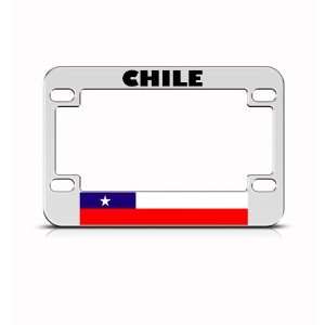Chile Flag Metal Motorcycle Bike license plate frame Tag Holder