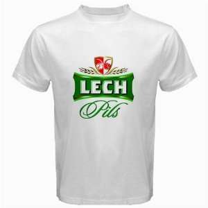 Lech Beer Logo New White T Shirt Size  S, M ,L , XL , 2XL , 3XL 