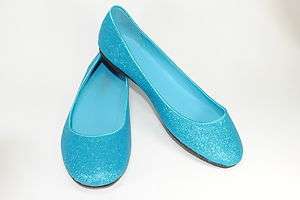   WOMENS  GLITTER  COMFY BALLET FLAT SHOES TURQUOISE COLOR  