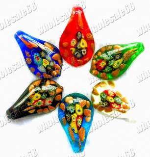 New Wholesale lots 12pcs colorful millefiori craft art leaf glass bead 