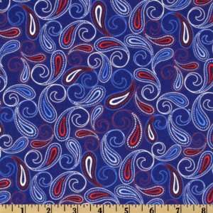  44 Wide Nantucket Small Paisley Blue Fabric By The Yard 