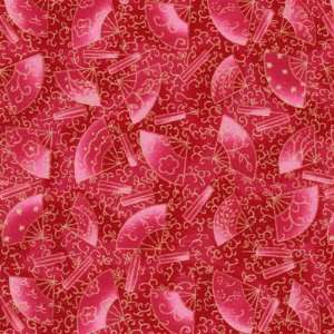 Asian Allure quilt fabric by Blank Quilting BTR M6416 ROSE, Asian fans 