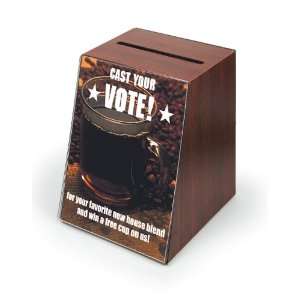  Wooden Ballot Box with 8.5 by 11 Sign Holder, for Tabletop 