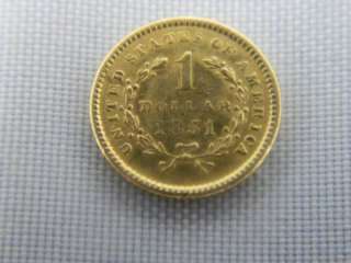 1851 Liberty Gold $1 Dollar Coin Type 1 Great Condition Lot #Gold51 