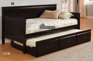 SAVANNAH ESPRESSO WOOD TWIN DAYBED w/ UNDER BED TRUNDLE  