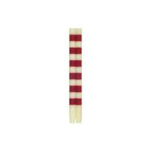    Striped Taper Candles, Ivory/Scarlet, 6 Band