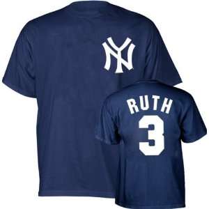  New York Yankees Babe Ruth Name and Number Navy T Shirt by 