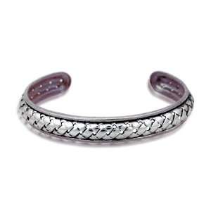  Sterling Silver Basket Weave Bangle Bracelet Jewelry