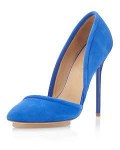 Meredith Asymmetric Dipped Pump, Electric Blue Suede  