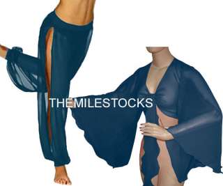 TMS Slit Harem Yoga Pant Top Belly Dance Costume Troup  