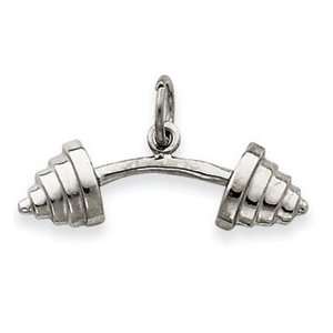   IceCarats Designer Jewelry Gift 14K White Gold Barbell Charm Jewelry