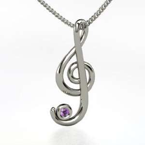  Treble Clef Pendant, Sterling Silver Necklace with 