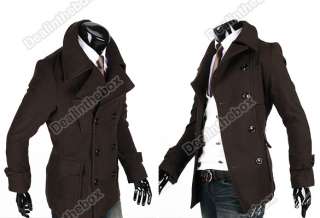   Men Winter Fashion Slim Fit Trench Coat Jacket Woolen Cloth 4 Size