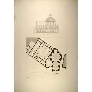  1860 Engraving Plan Church Santa Maria della Pace Rome 