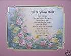 FOR A SPECIAL AUNT PERSONALIZ​ED POEM GIFT PINK ROSES