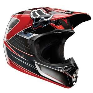  Fox Racing V3 Steel Faith Helmet 2012 Large Silver/Red 