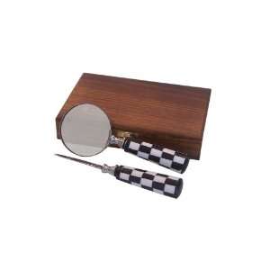  Magnifying Glass and Letter Opener with Checkered Handle 